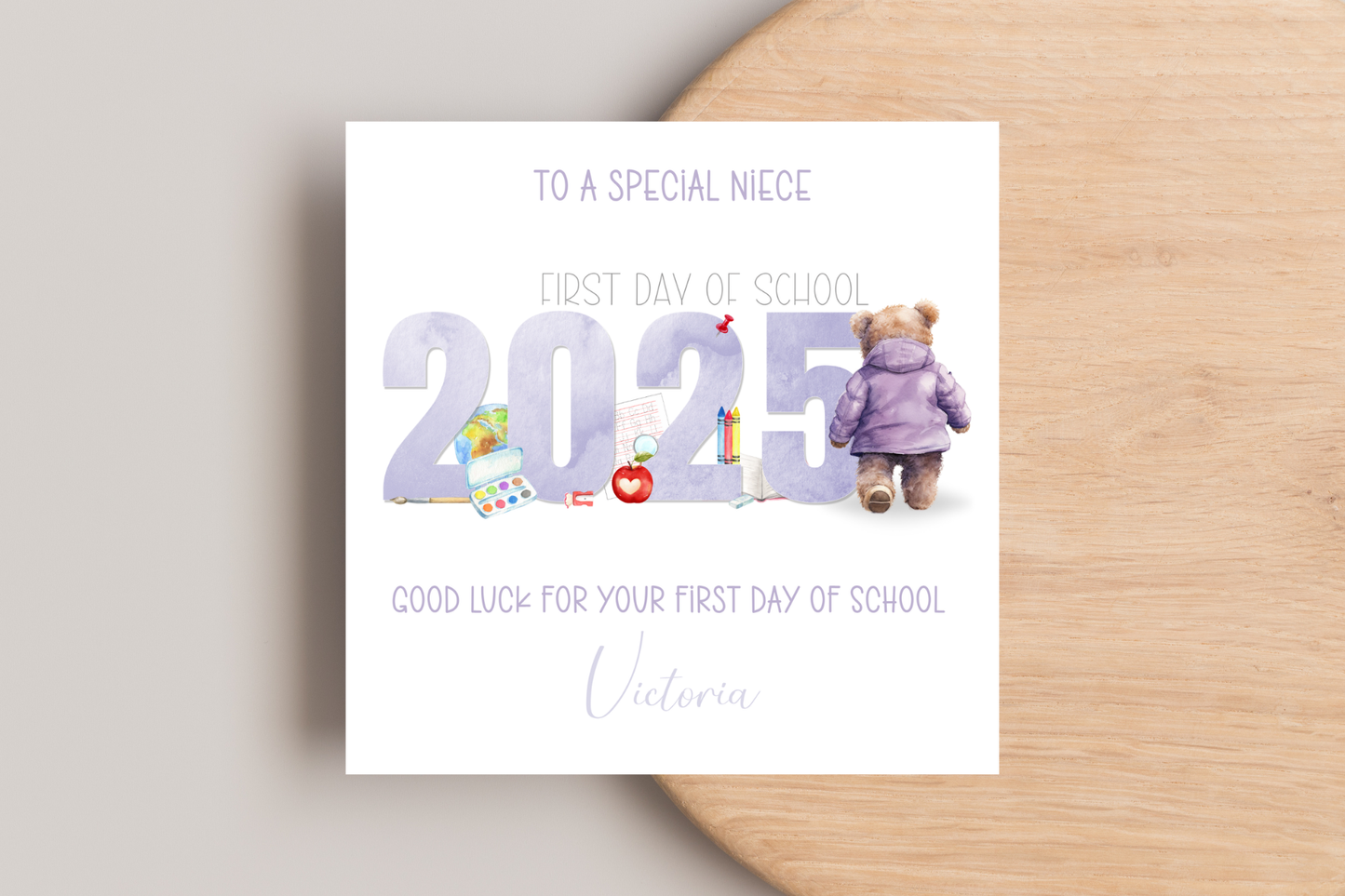 Personalised Bear First Day of School Card