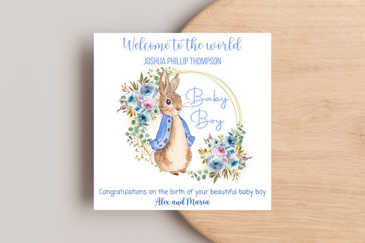 Peter Rabbit New Baby Personalised Card