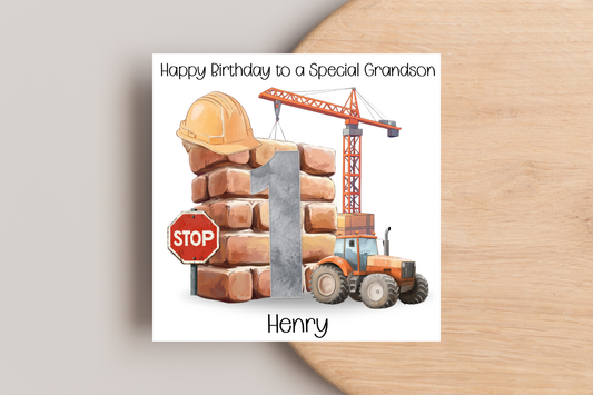 Personalised Building Site Birthday Card