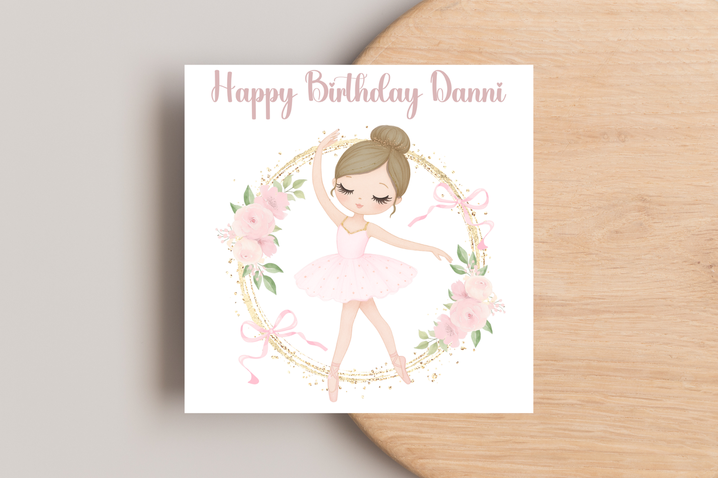 Personalised Pink Ballerina Birthday Card