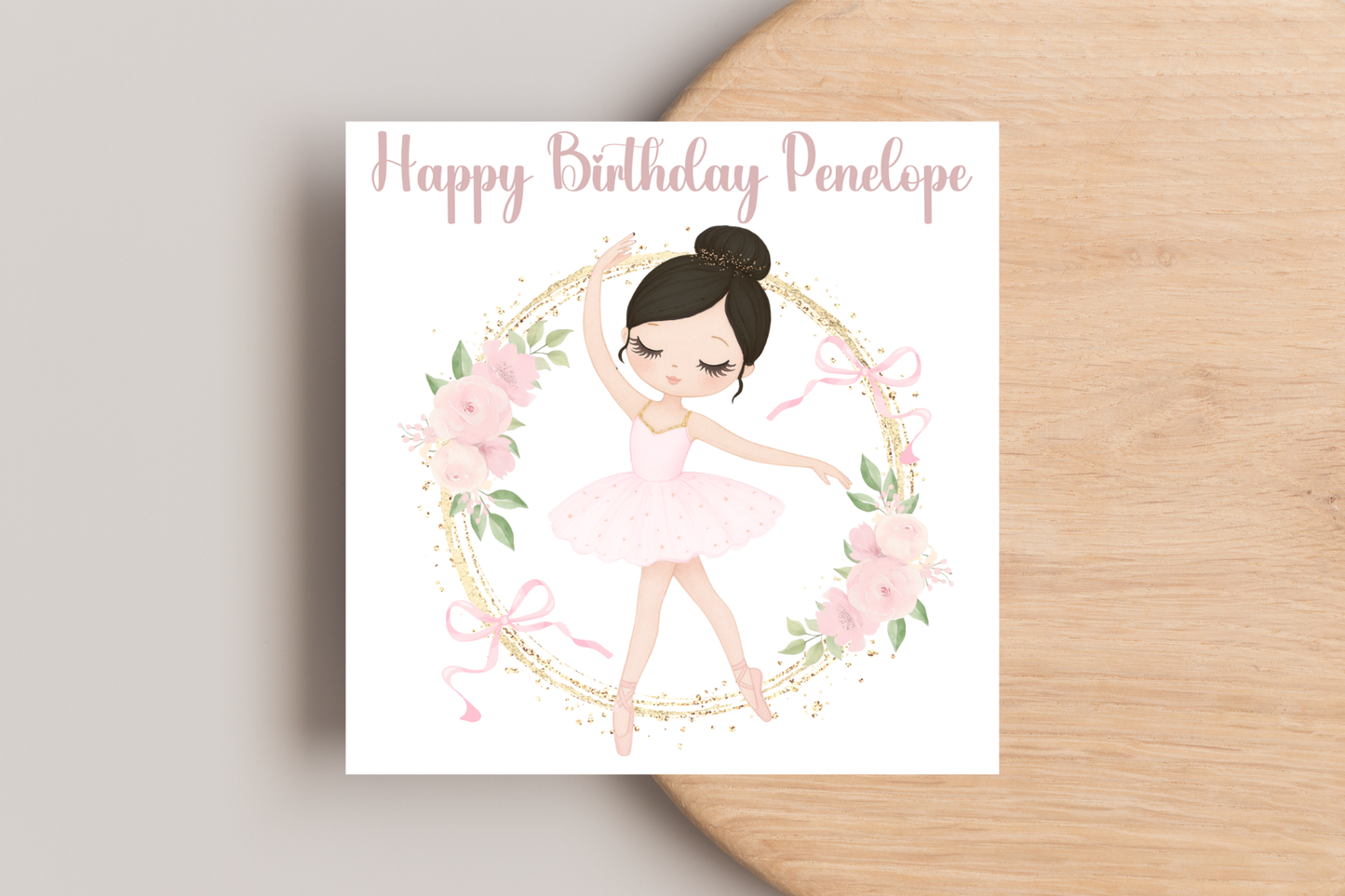 Personalised Pink Ballerina Birthday Card