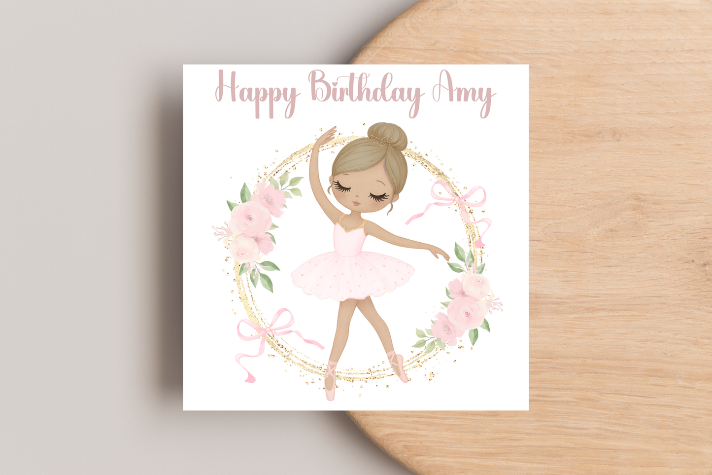 Personalised Pink Ballerina Birthday Card