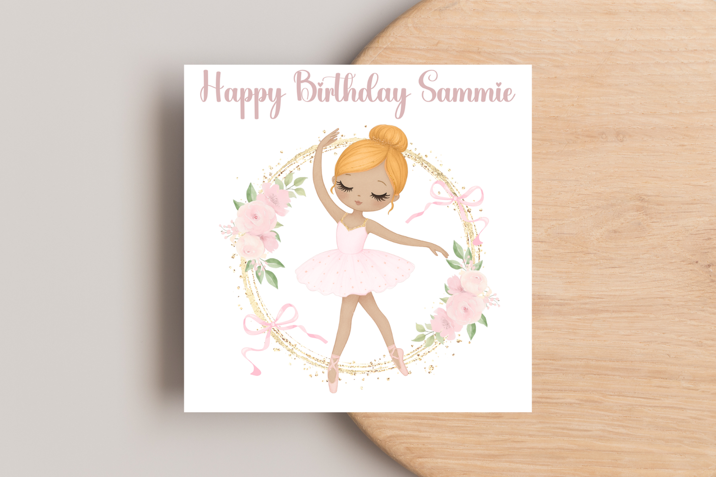 Personalised Pink Ballerina Birthday Card