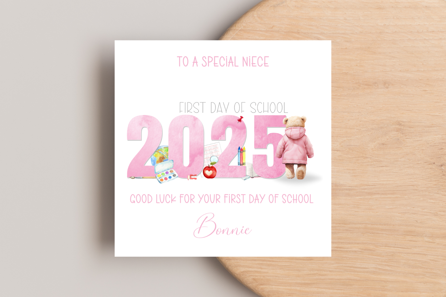 Personalised Bear First Day of School Card