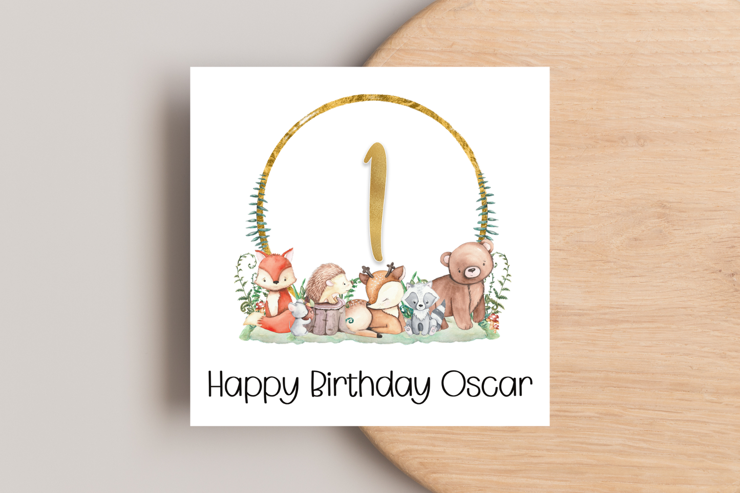 Personalised Woodland Animals Birthday Card