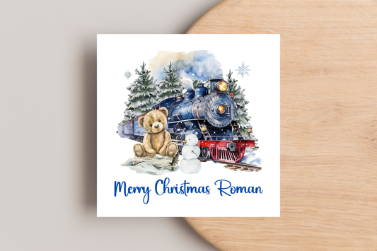 Personalised Teddy Bear Express Christmas Card