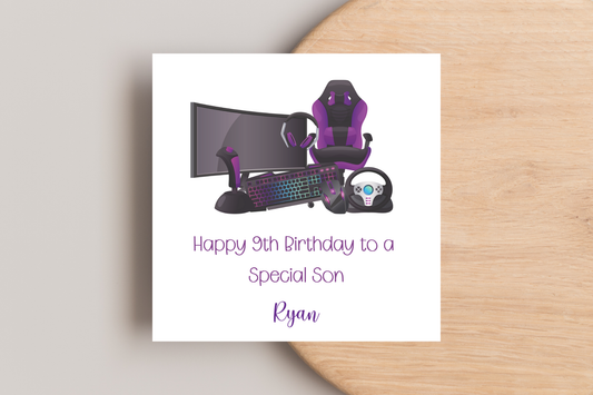 Personalised Gaming Computer Birthday Card