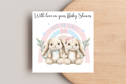 On Your Baby Shower Bunny Card