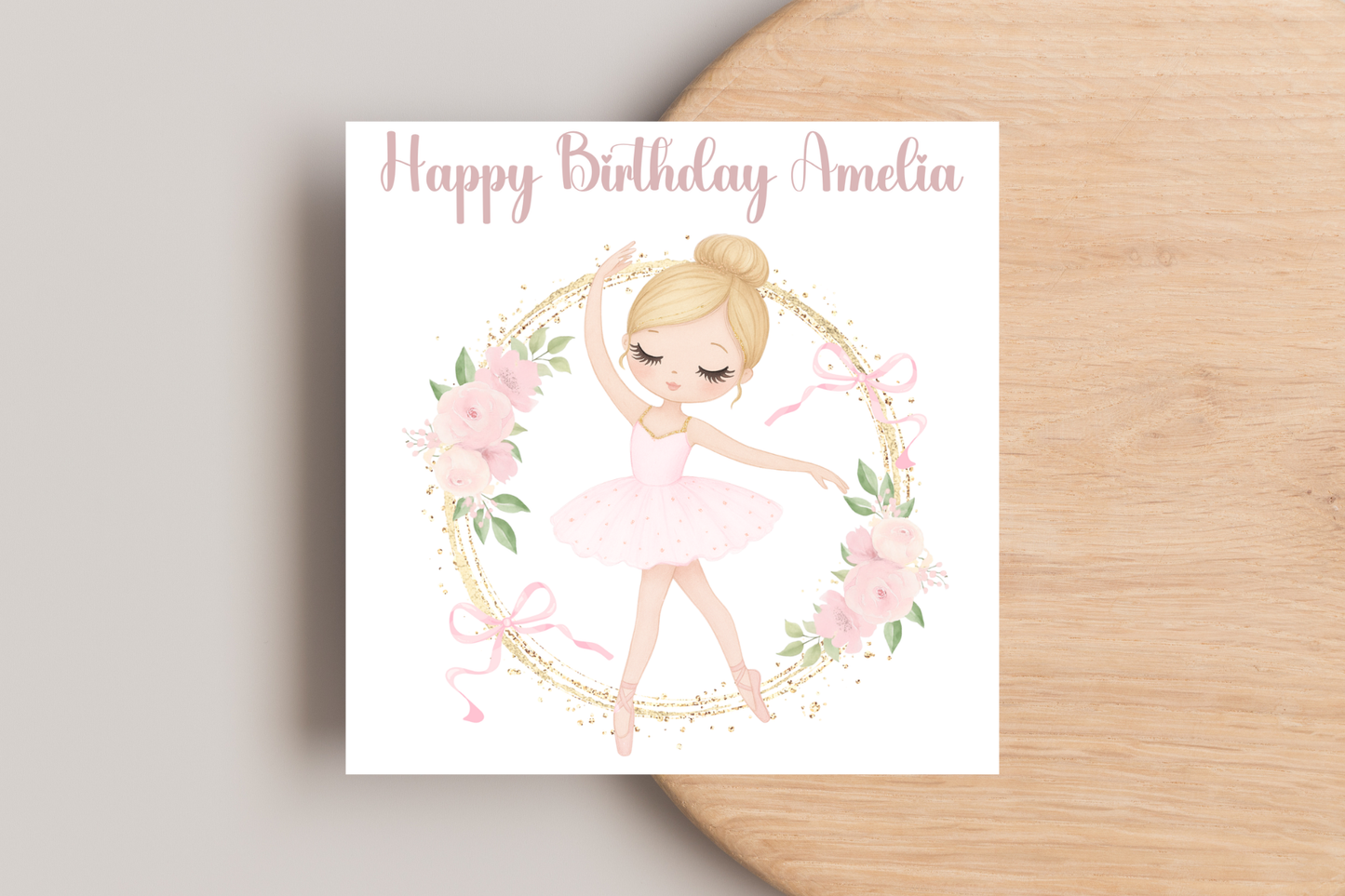 Personalised Pink Ballerina Birthday Card