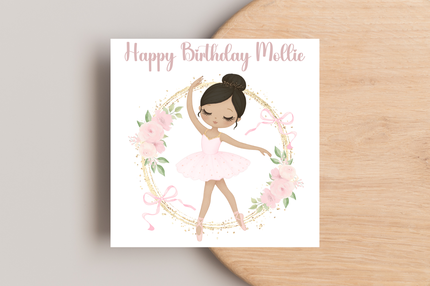Personalised Pink Ballerina Birthday Card