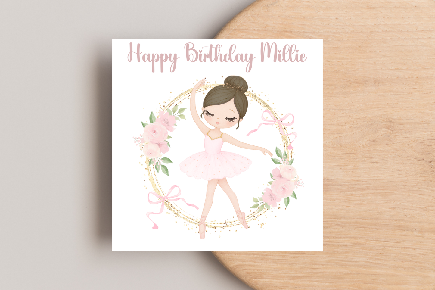 Personalised Pink Ballerina Birthday Card