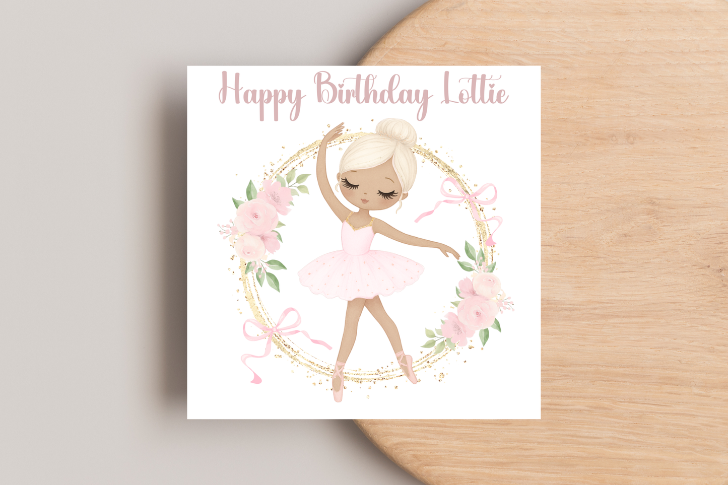 Personalised Pink Ballerina Birthday Card