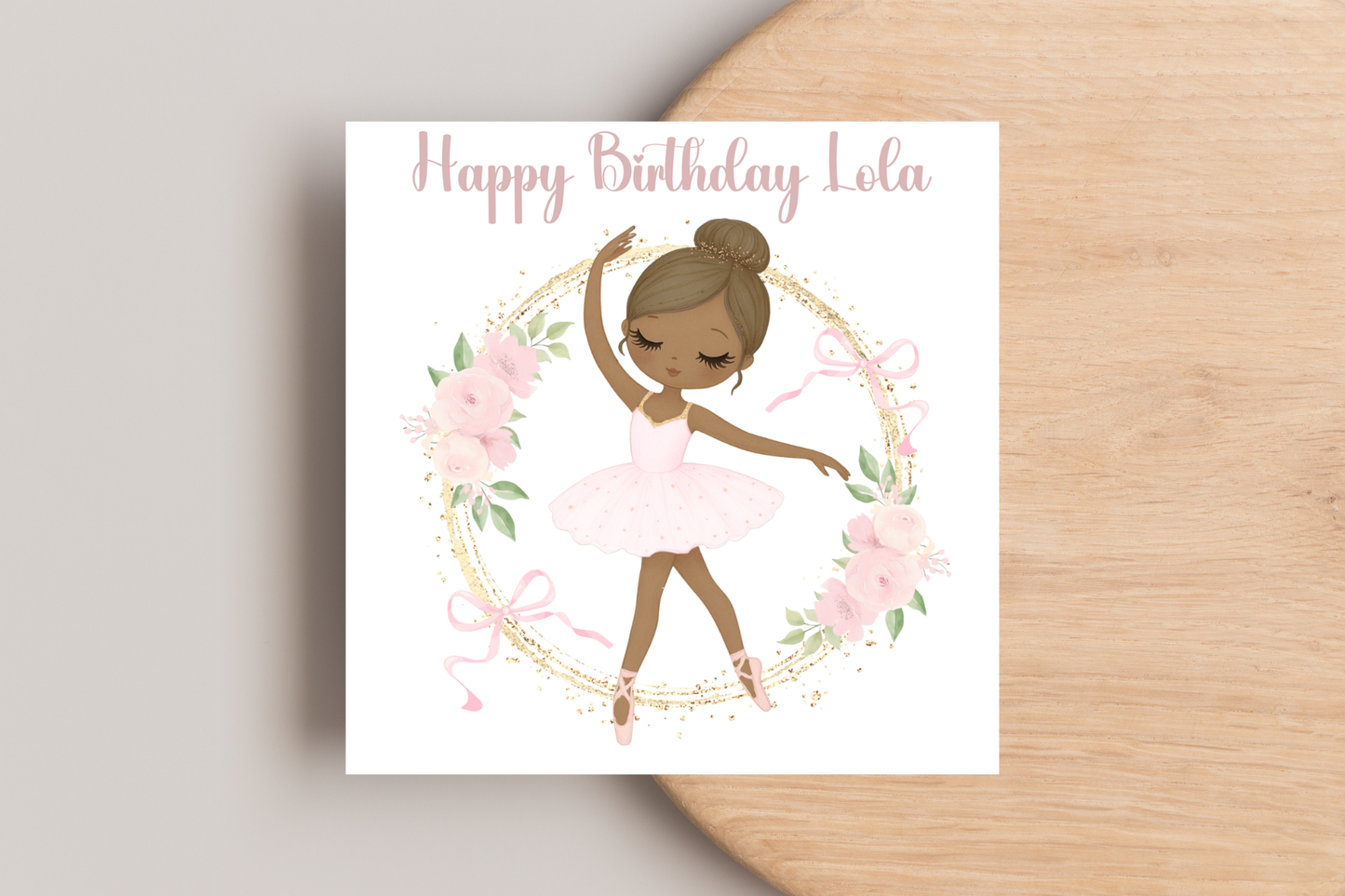 Personalised Pink Ballerina Birthday Card