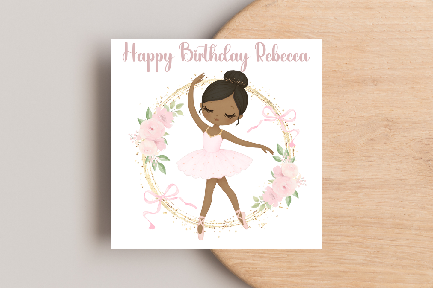 Personalised Pink Ballerina Birthday Card