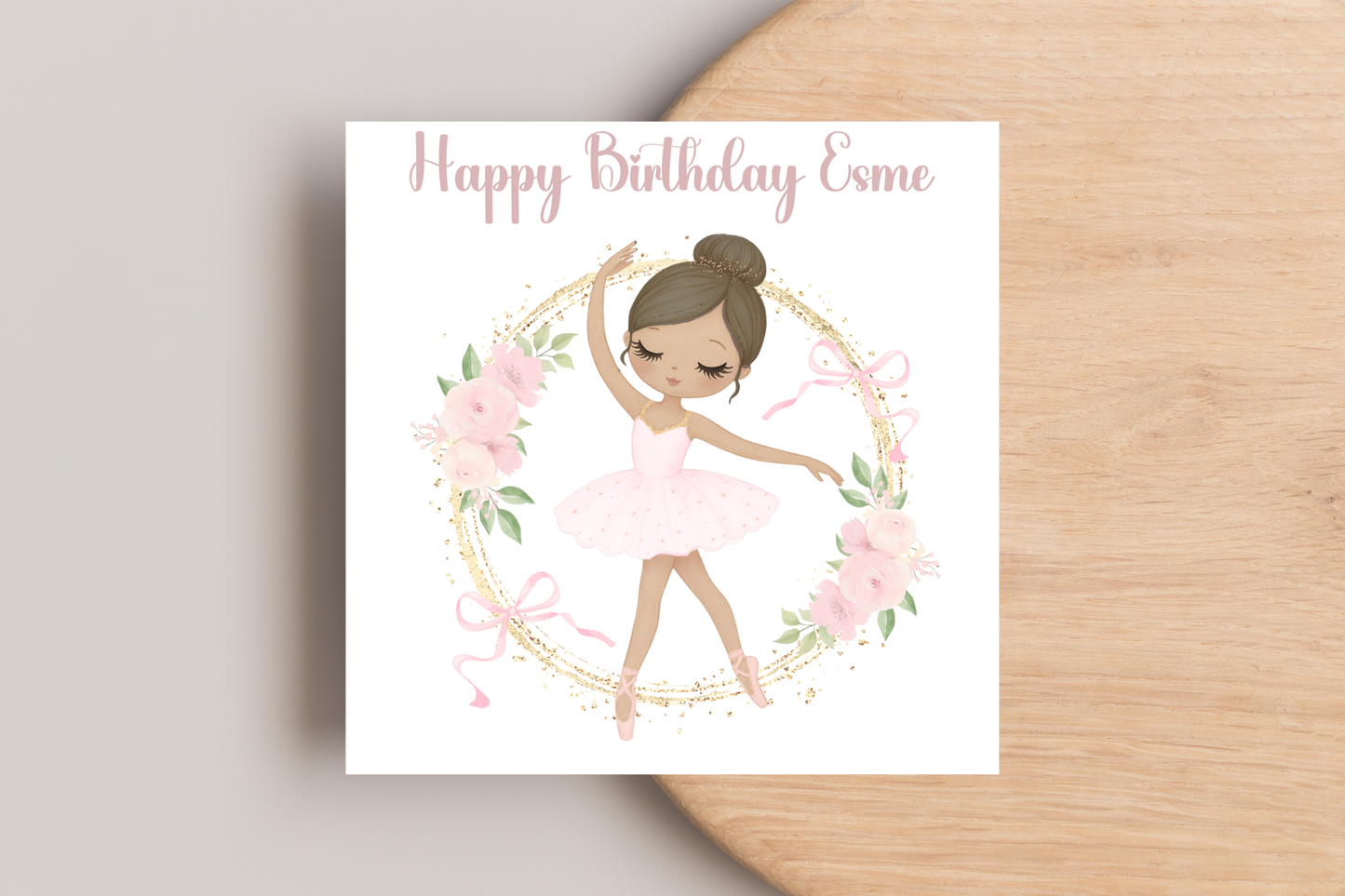 Personalised Pink Ballerina Birthday Card
