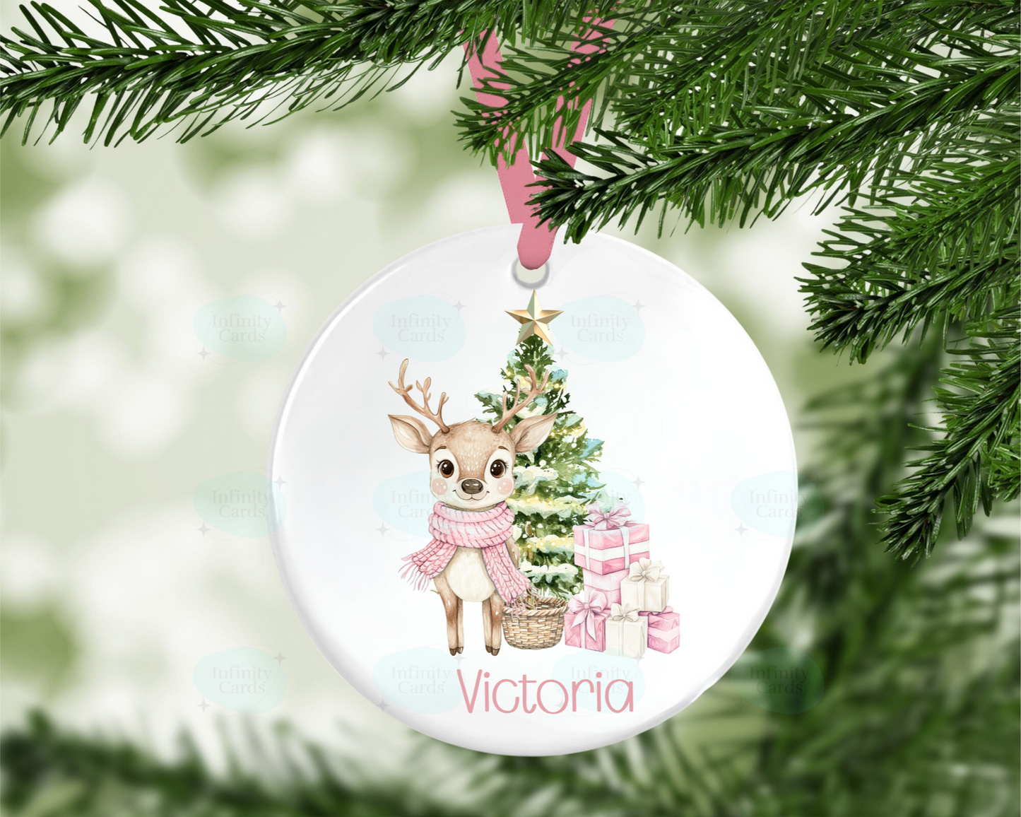 Personalised Reindeer Christmas Tree Decoration