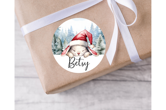 Personalised Christmas Bunny Christmas Present Labels