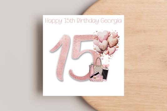 Personalised 15th Pink Tech Birthday Card