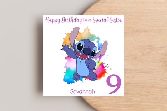Personalised Stitch Birthday Card