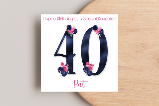 Personalised 40th Birthday Card