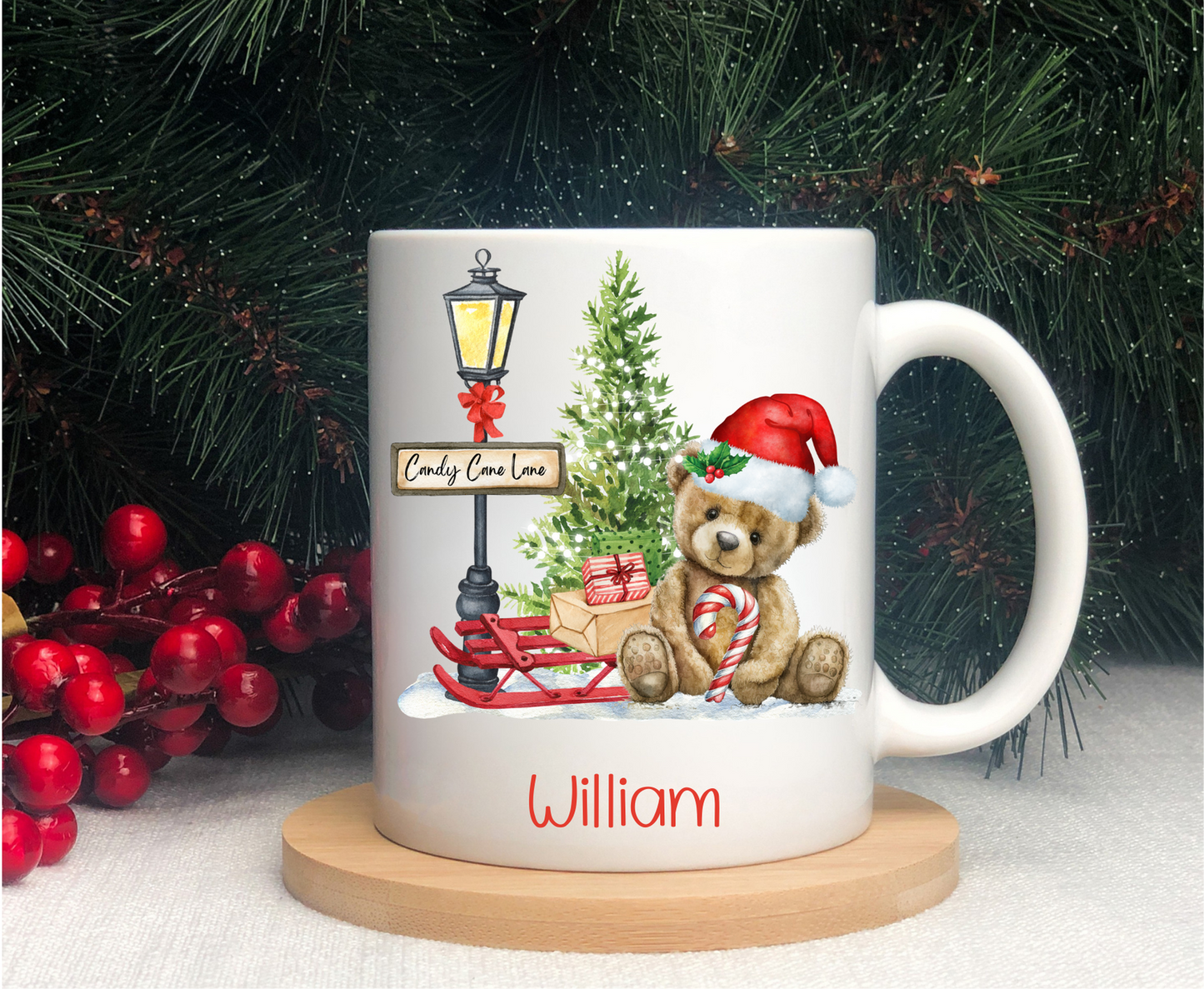Personalised Teddy Bear Christmas Mug