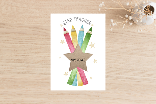Personalised Star Teacher Card
