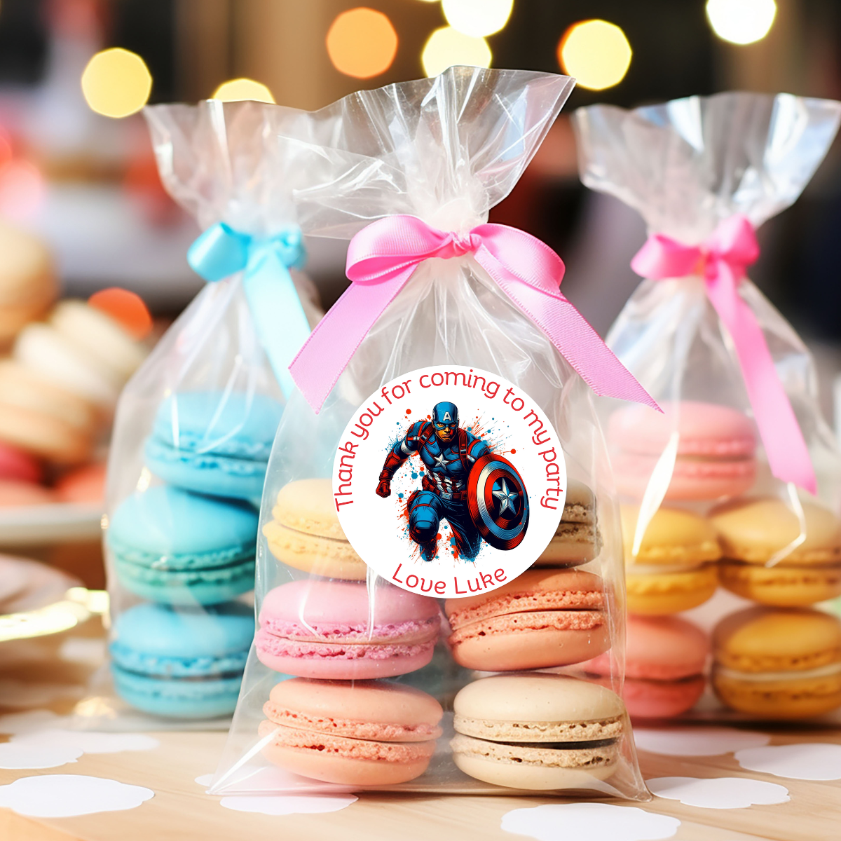 24 X Captain America Thank You For Coming To My Party Stickers
