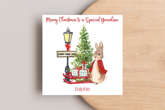 Peter Rabbit Christmas Card- Personalised