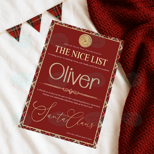 Personalised Nice List From Santa