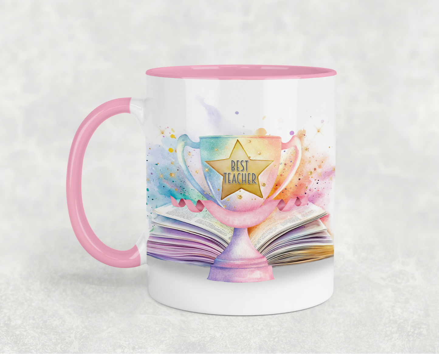Best Teacher Trophy Pink Mug