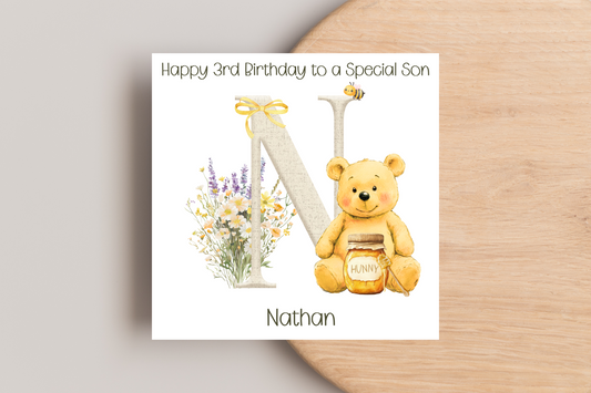 Personalised Pooh Bear Inspired Birthday Card