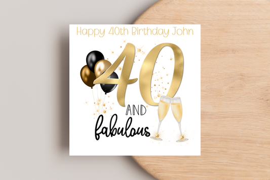 Personalised 40 and Fabulous Birthday Card