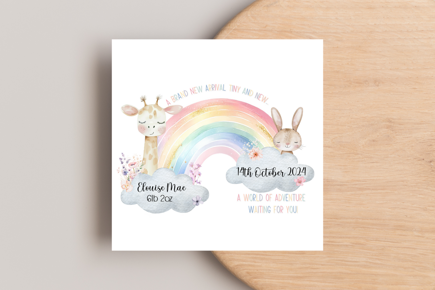 Personalised Welcome to the World Baby Arrival Card