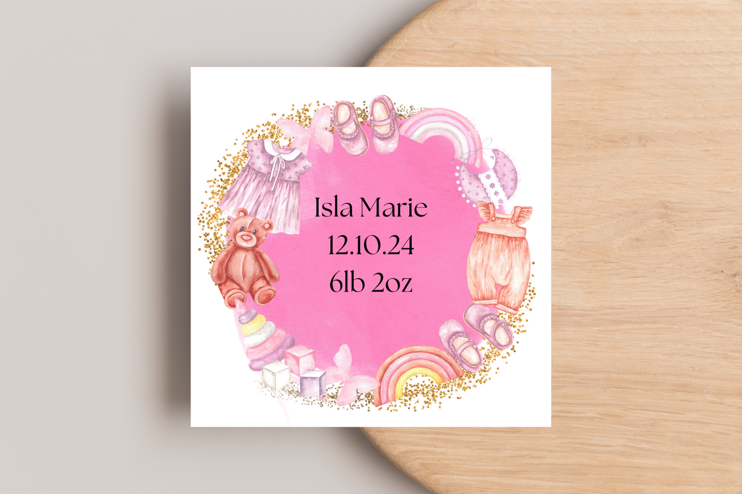 Personalised Baby Wreath New Baby Card