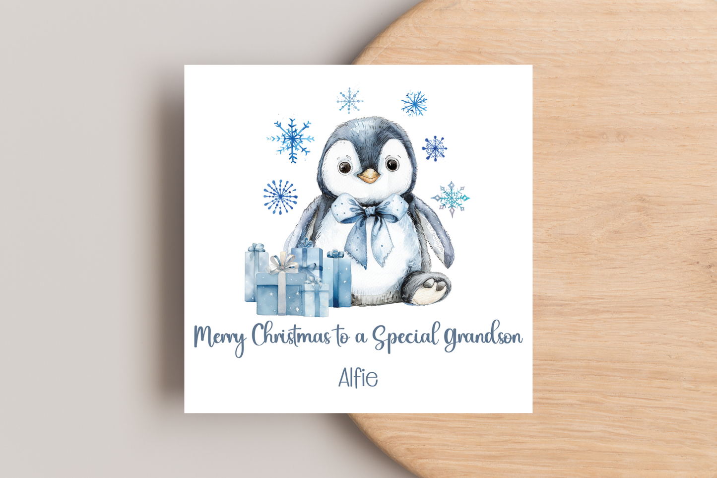 Personalised Penguin Christmas Card