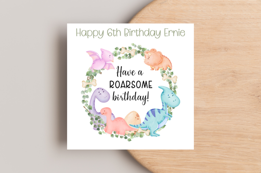 Personalised Dinosaur Birthday Card