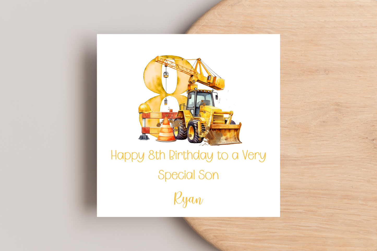 Personalised Digger Construction Themed Birthday Card