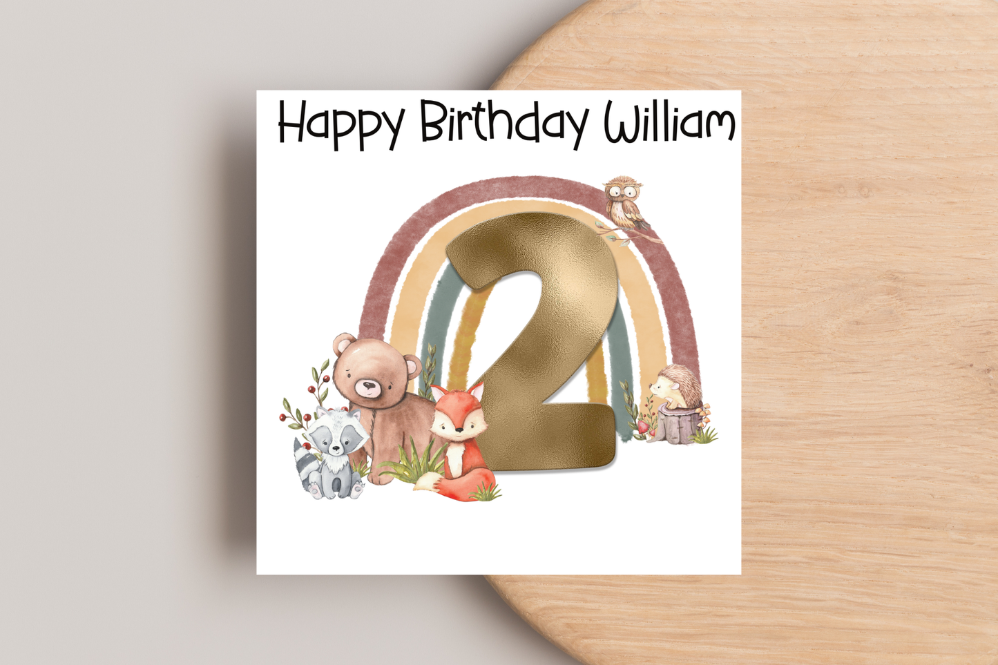 Personalised Woodland Animals Birthday Card