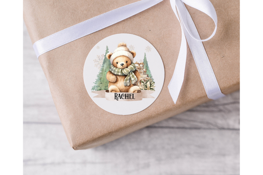 Personalised Christmas Bear Christmas Present Labels