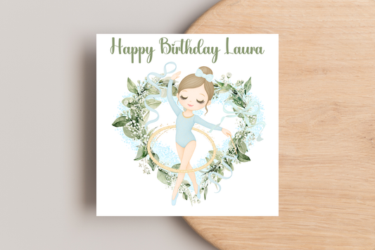 Personalised Blue Ballerina Birthday Card