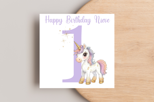 Personalised Unicorn Birthday Card