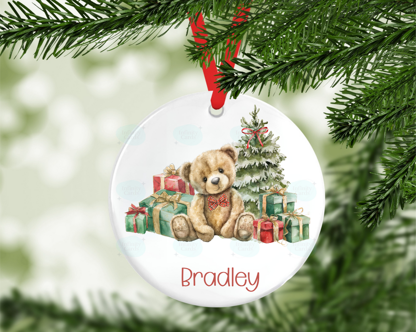 Personalised Merry Christmas Teddy Bear Tree Decoration