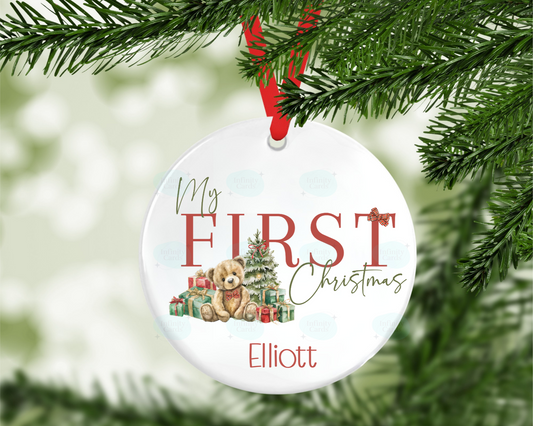 Personalised My First Christmas Teddy Bear Christmas Tree Decoration