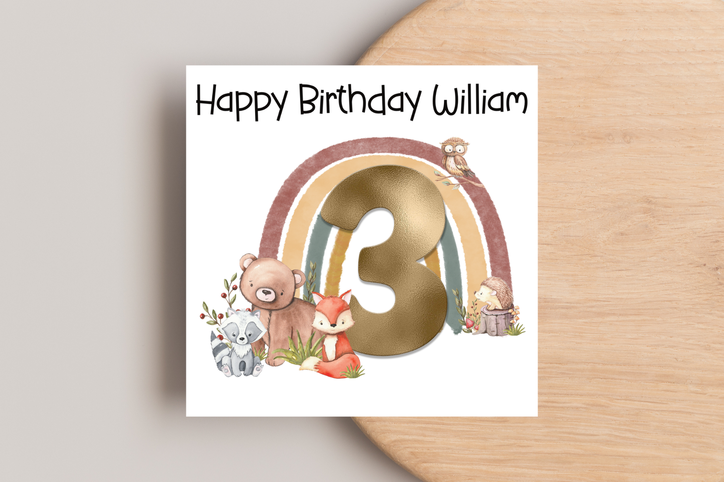 Personalised Woodland Animals Birthday Card