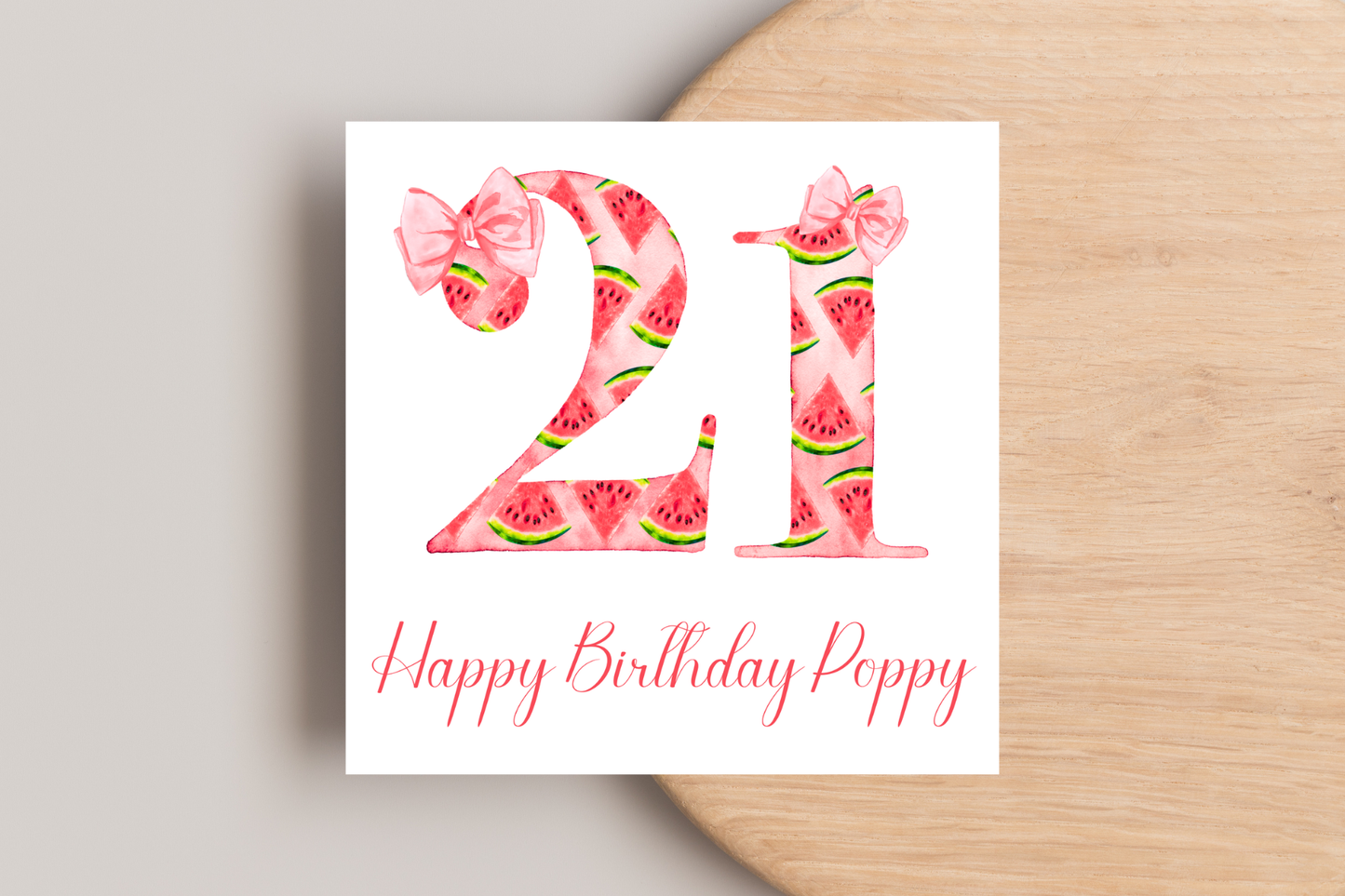 Personalised Water Melon 21st Birthday Card