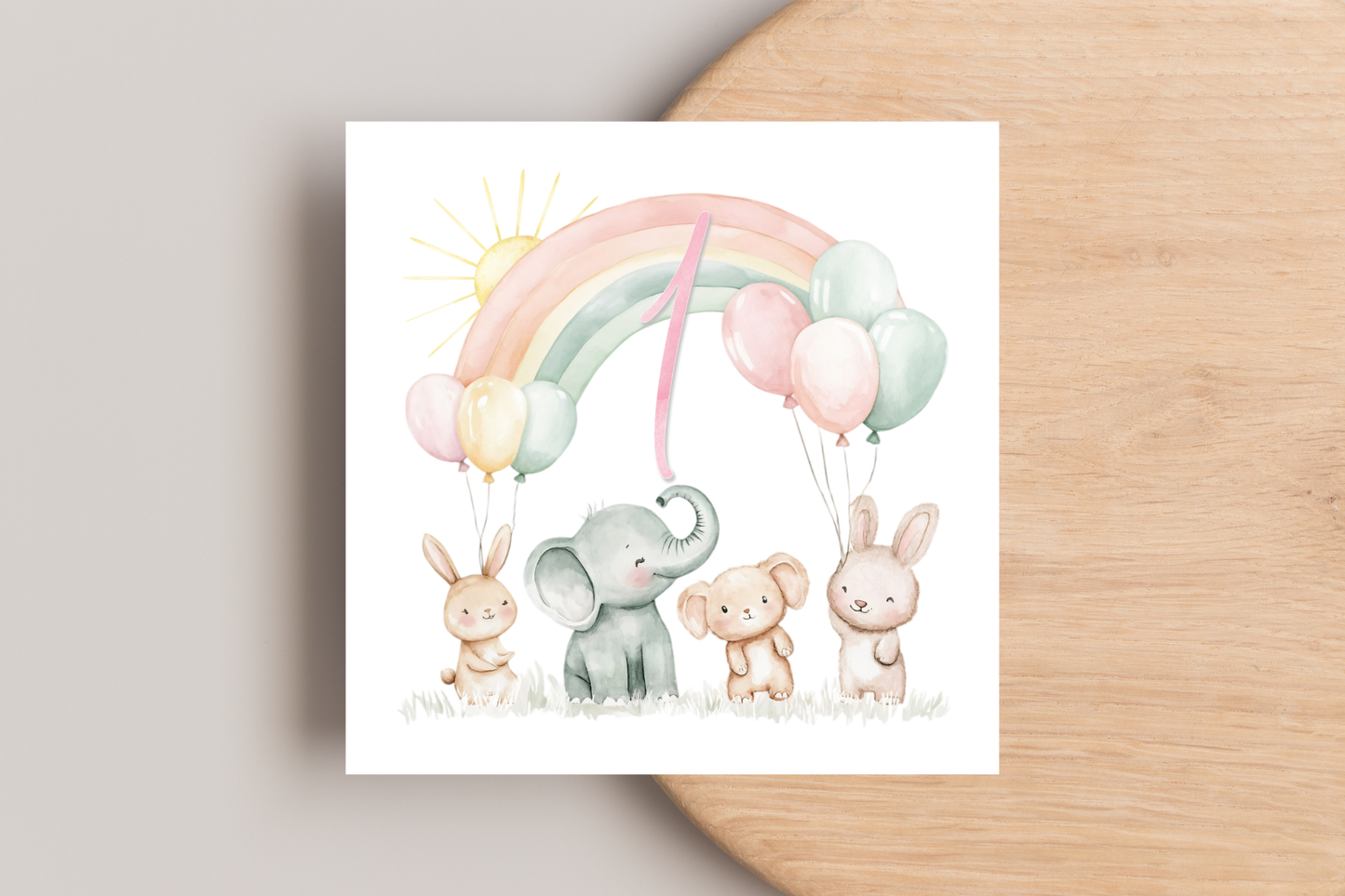 Pastel Animals Birthday Card