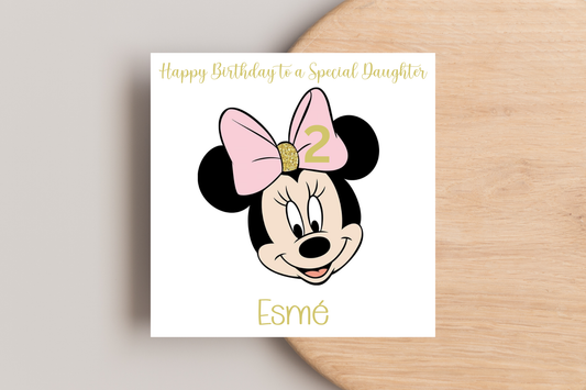 Minnie Mouse Birthday Card - Personalise with Name & Age