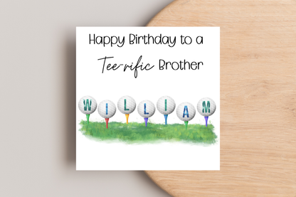 Personalised Golf Ball Name Birthday Card