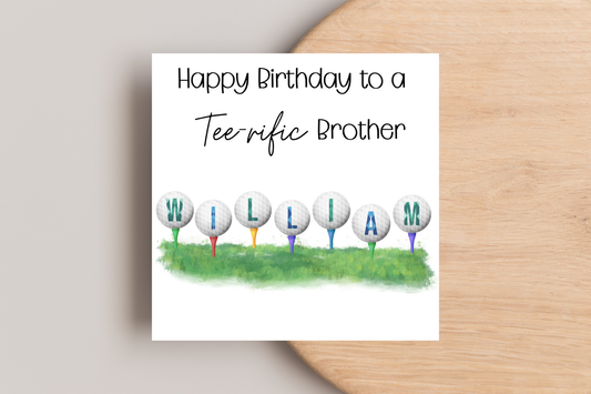 Personalised Golf Ball Name Birthday Card