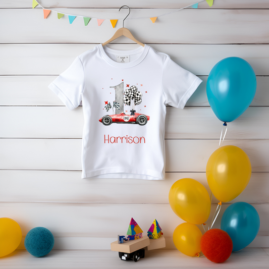 Personalised Racing Car Birthday T shirt